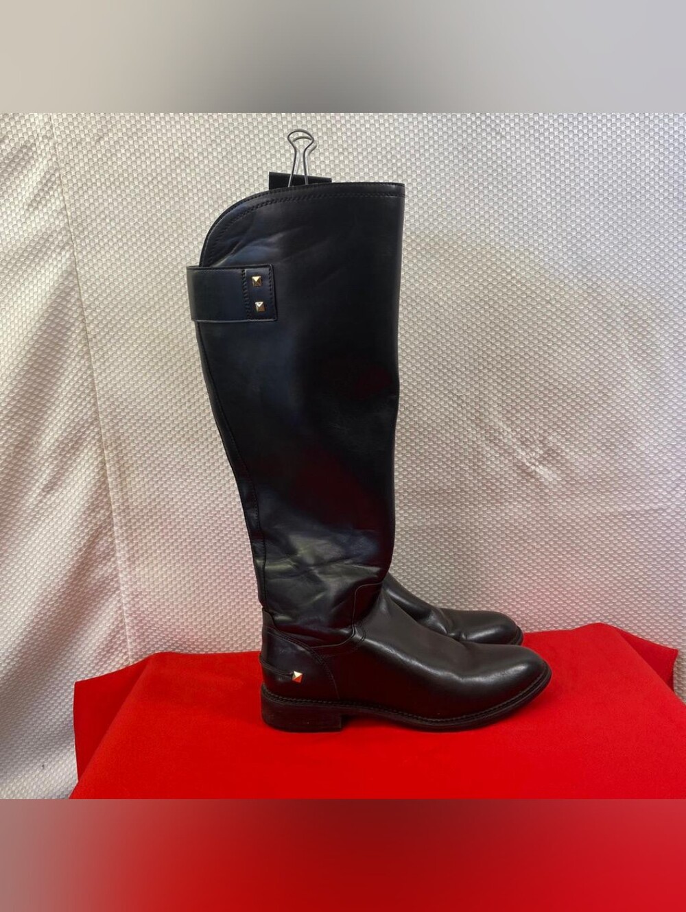 Franco Sarto Henrietta Black Leather Riding Boots Knee High 8M